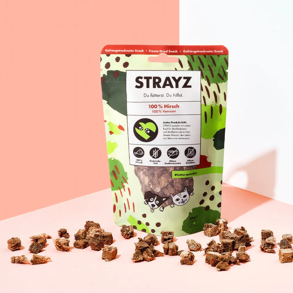 STRAYZ 100 % Hirsch kissan ja koiran herkku hirvi viljaton