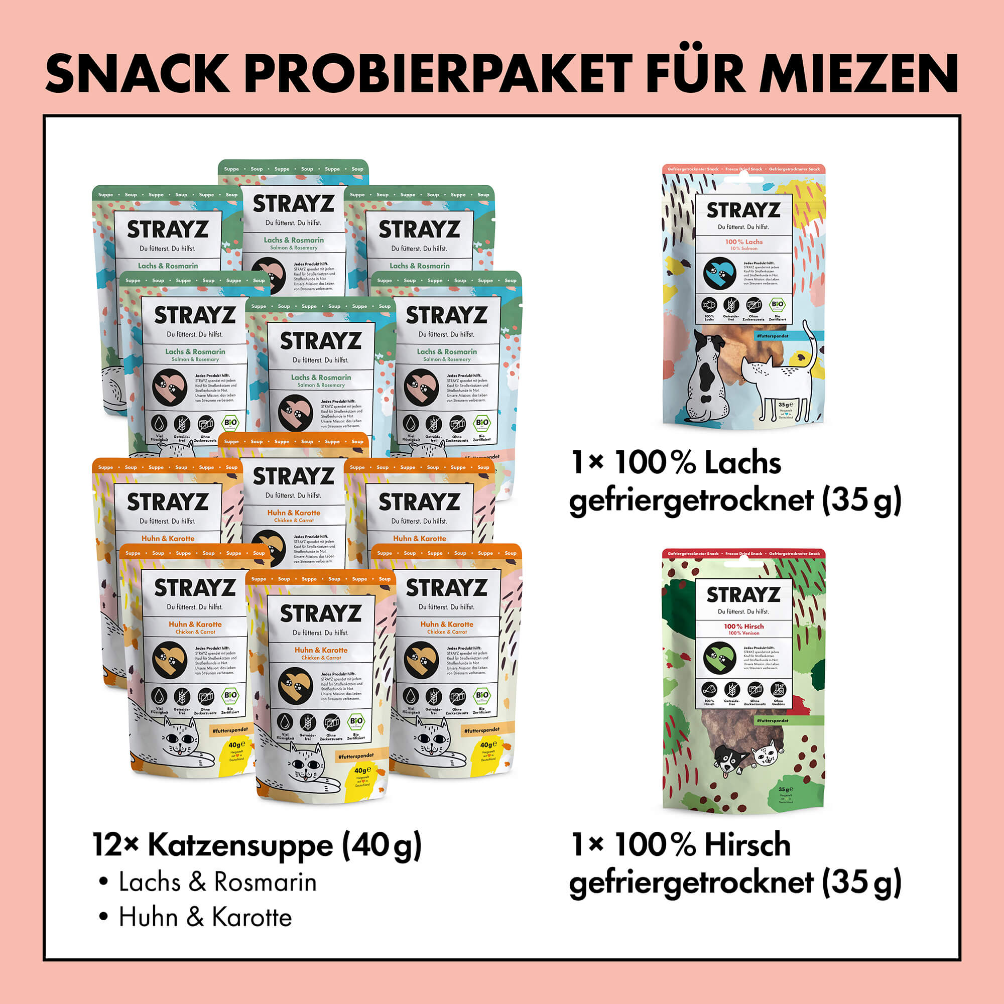 STRAYZ Katzensnack kissan herkkujen maistiaispaketti viljaton