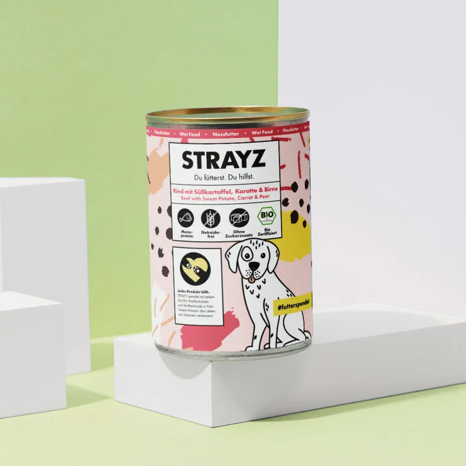 STRAYZ koiran märkäruoka nauta 400g luomu