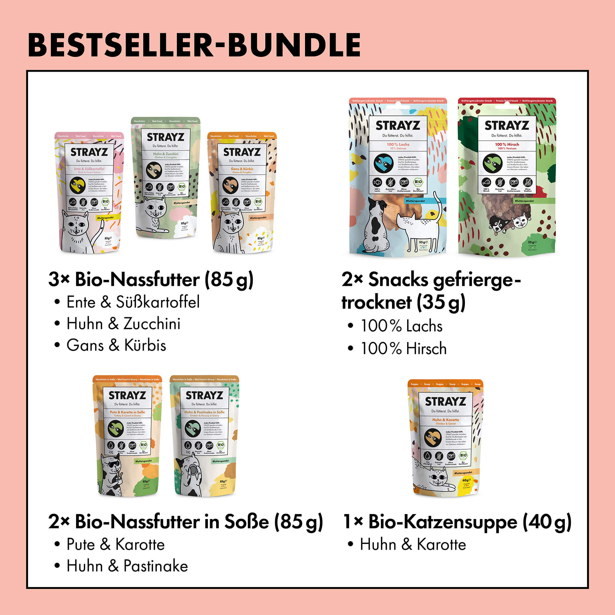 STRAYZ Bestseller kissanruokapaketti viljaton