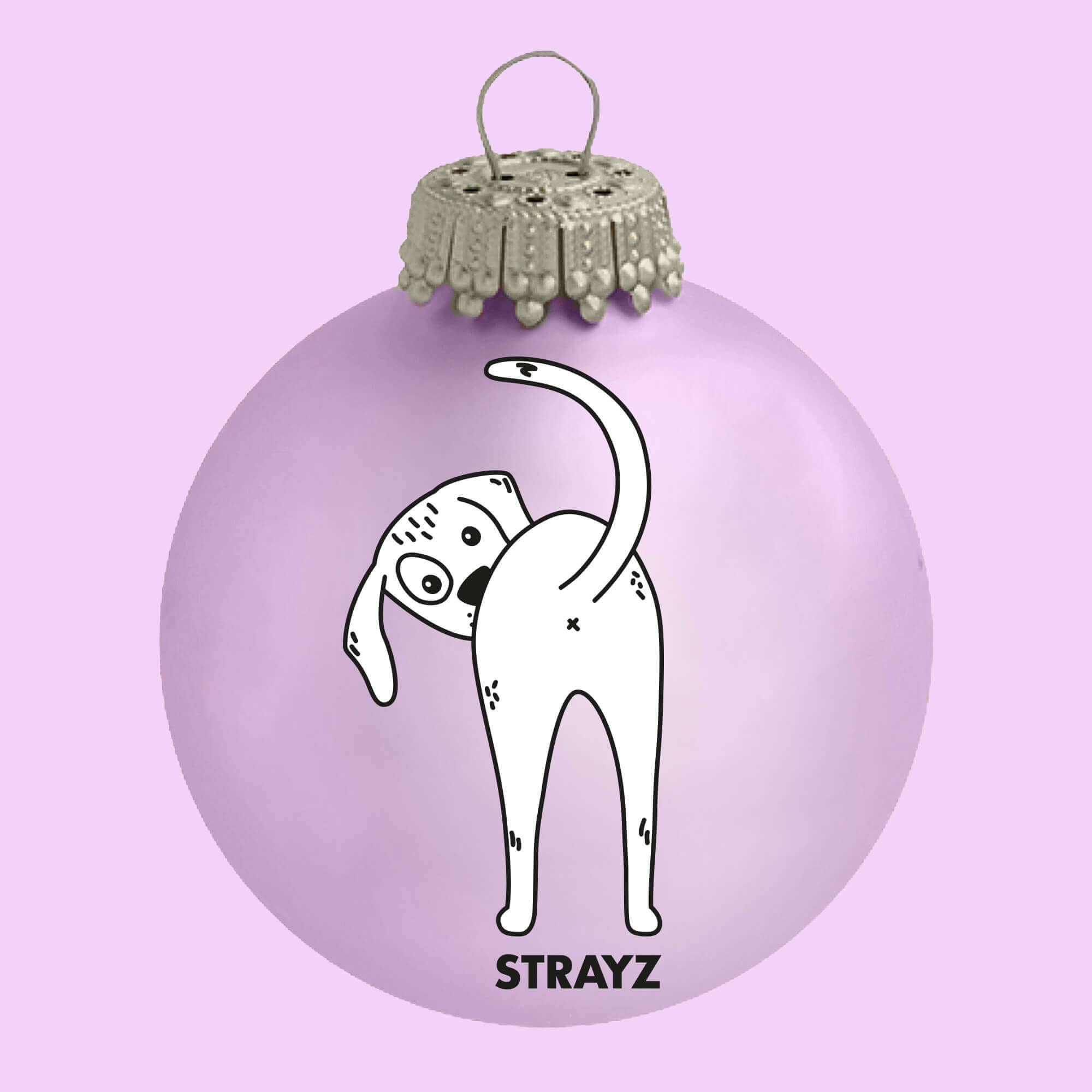 STRAYZ Stinker joulupallo lasia 6 cm koira-aiheinen
