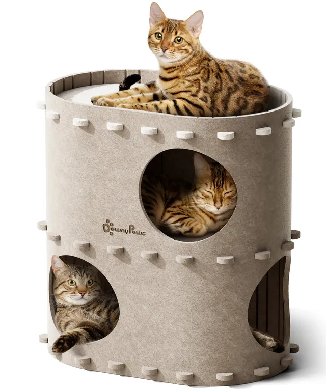 Downypaws Cat Castle kissatalo kaksikerroksinen cream