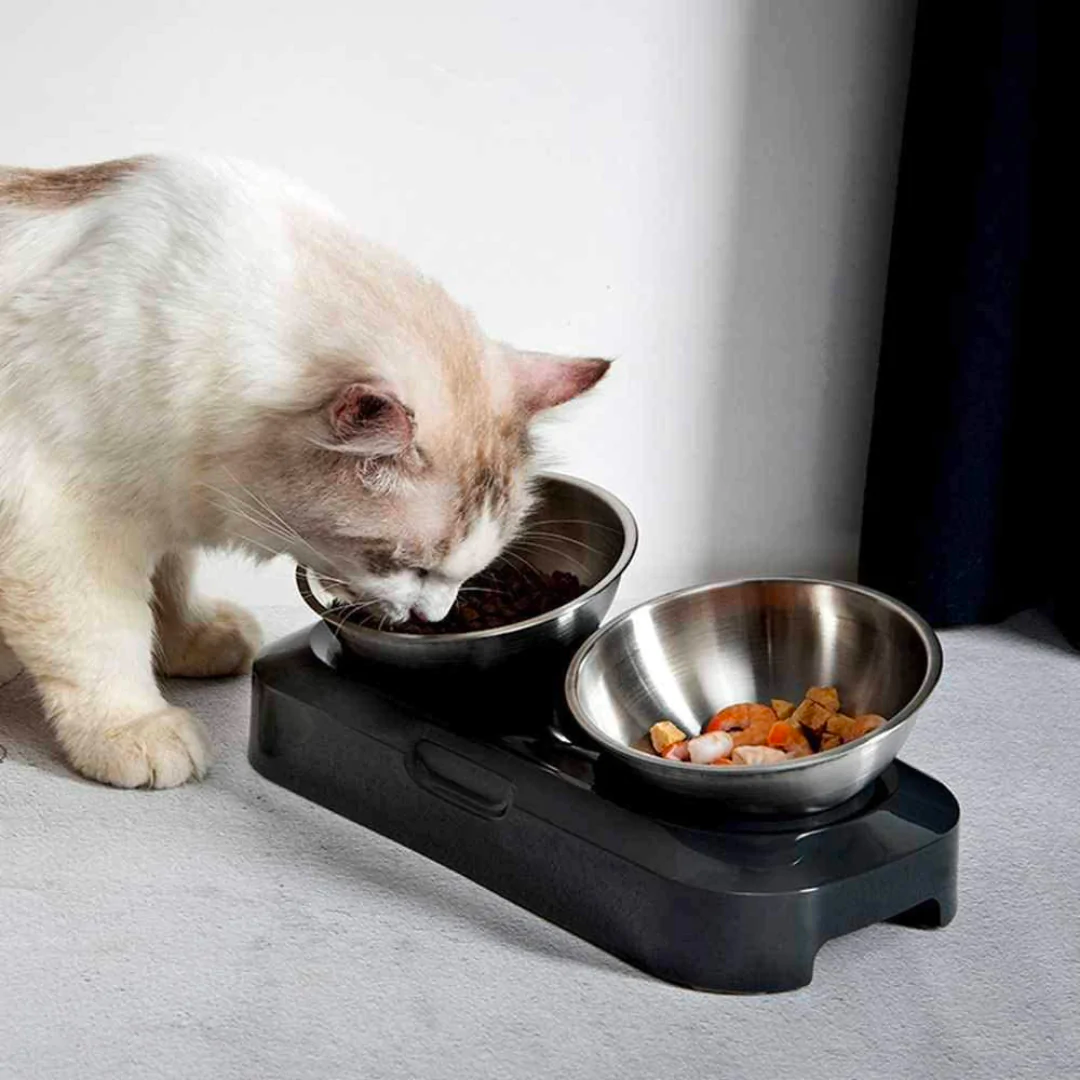 Purrbowl Steel ruokakuppi Double Bowl teräs