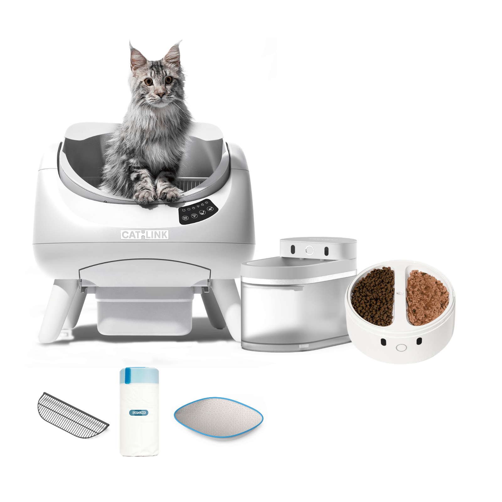 CATLINK Clean & Feed hoitosetti hiekkalaatikko+ruokinta+juoma