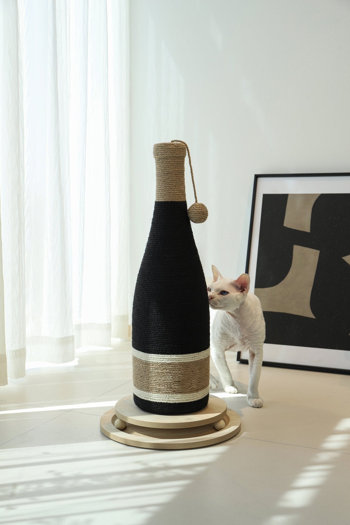 CATLINK Wine Bottle raapimispuu sisalköydellä palloilla