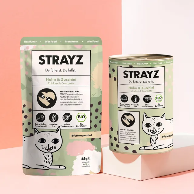 STRAYZ Huhn Zucchini kissan märkäruoka 85 g viljaton