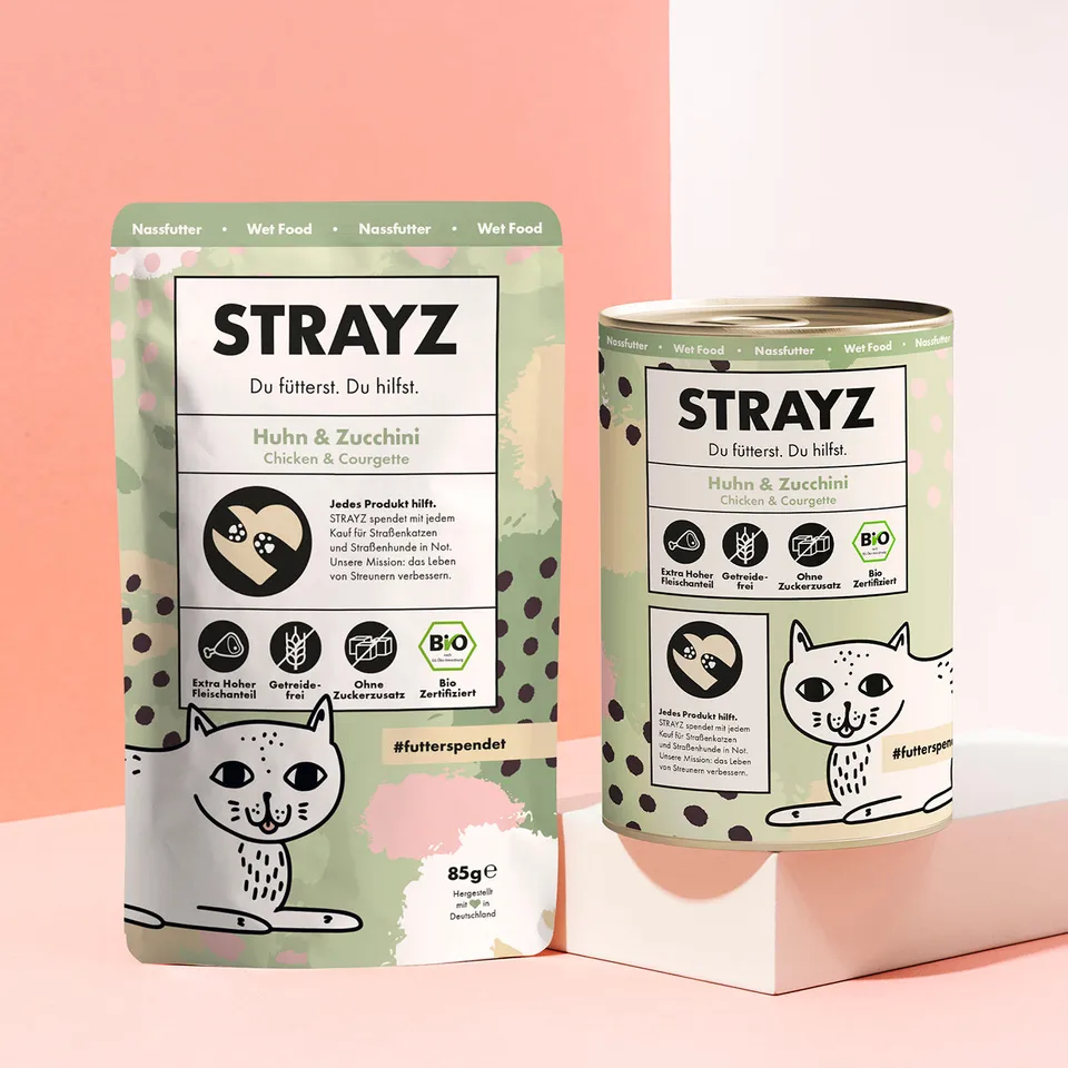 STRAYZ Huhn Zucchini kissan märkäruoka 85 g viljaton