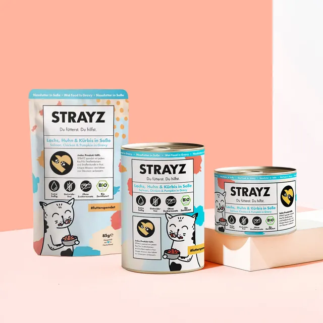 STRAYZ Lohi-kana-kurpitsa kissan märkäruoka 200 g viljaton