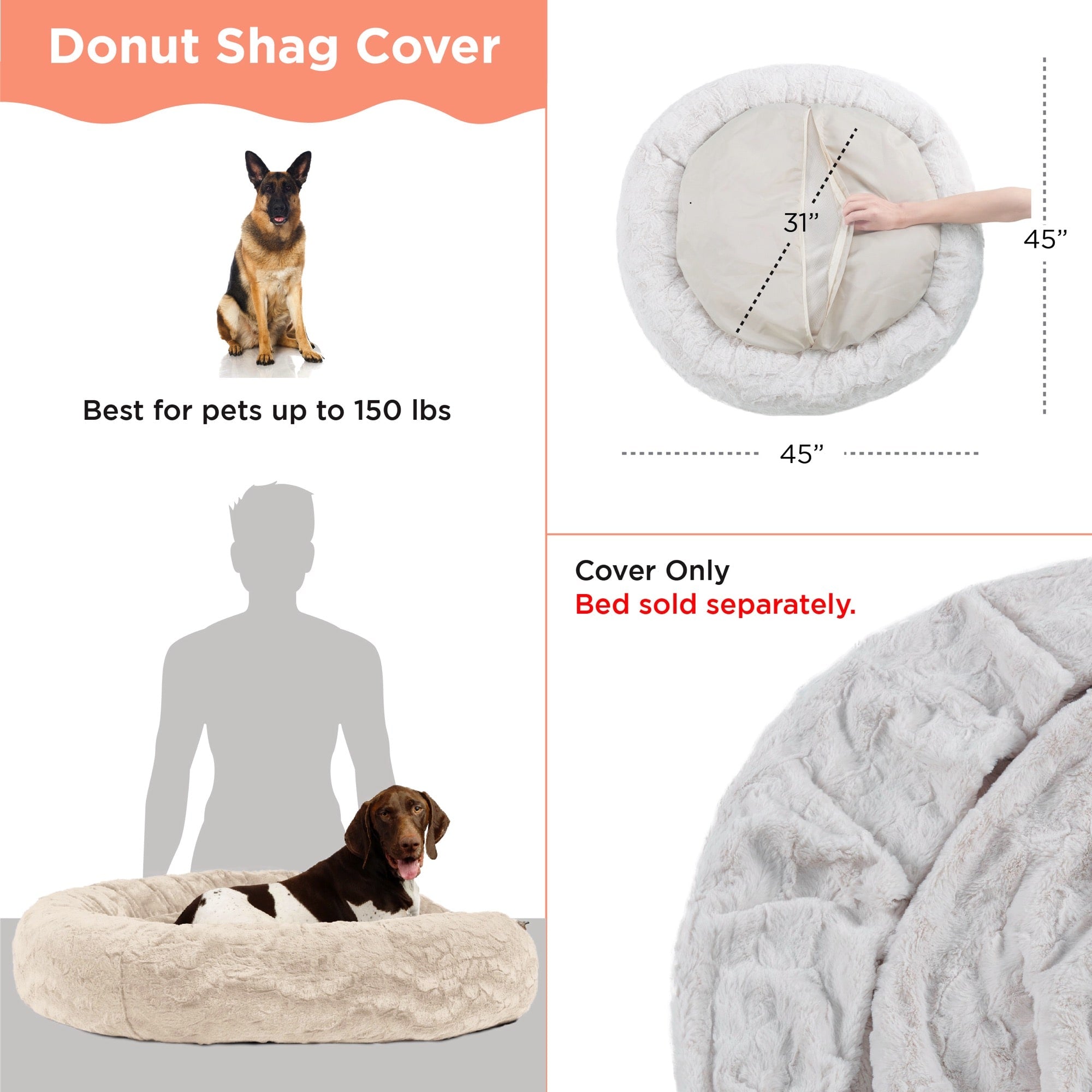 Best Friends By Sheri Calming Donut vaihtopäällinen 45x45 harmaa peti