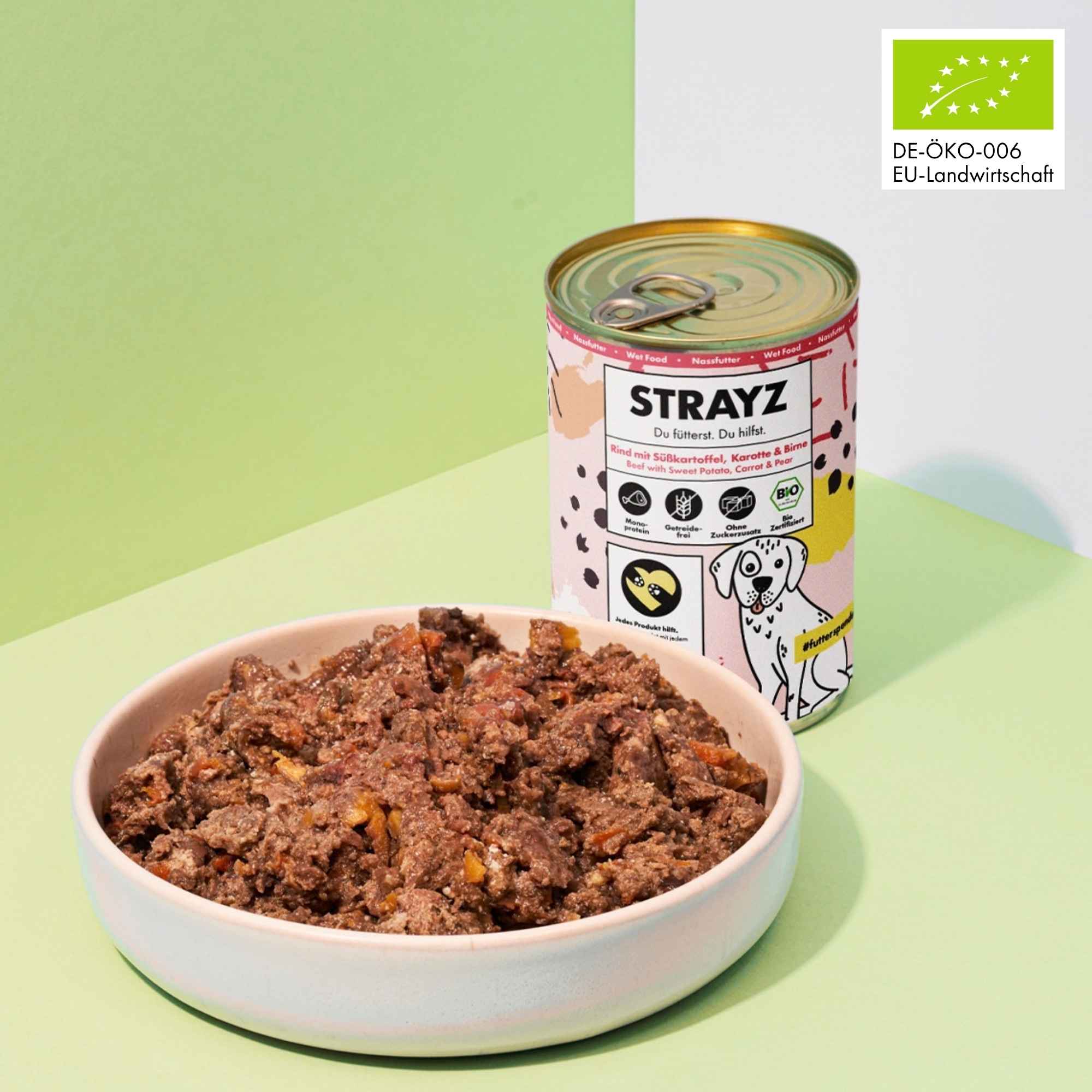 STRAYZ koiran märkäruoka nauta kalkkuna lohi 3x400g luomu