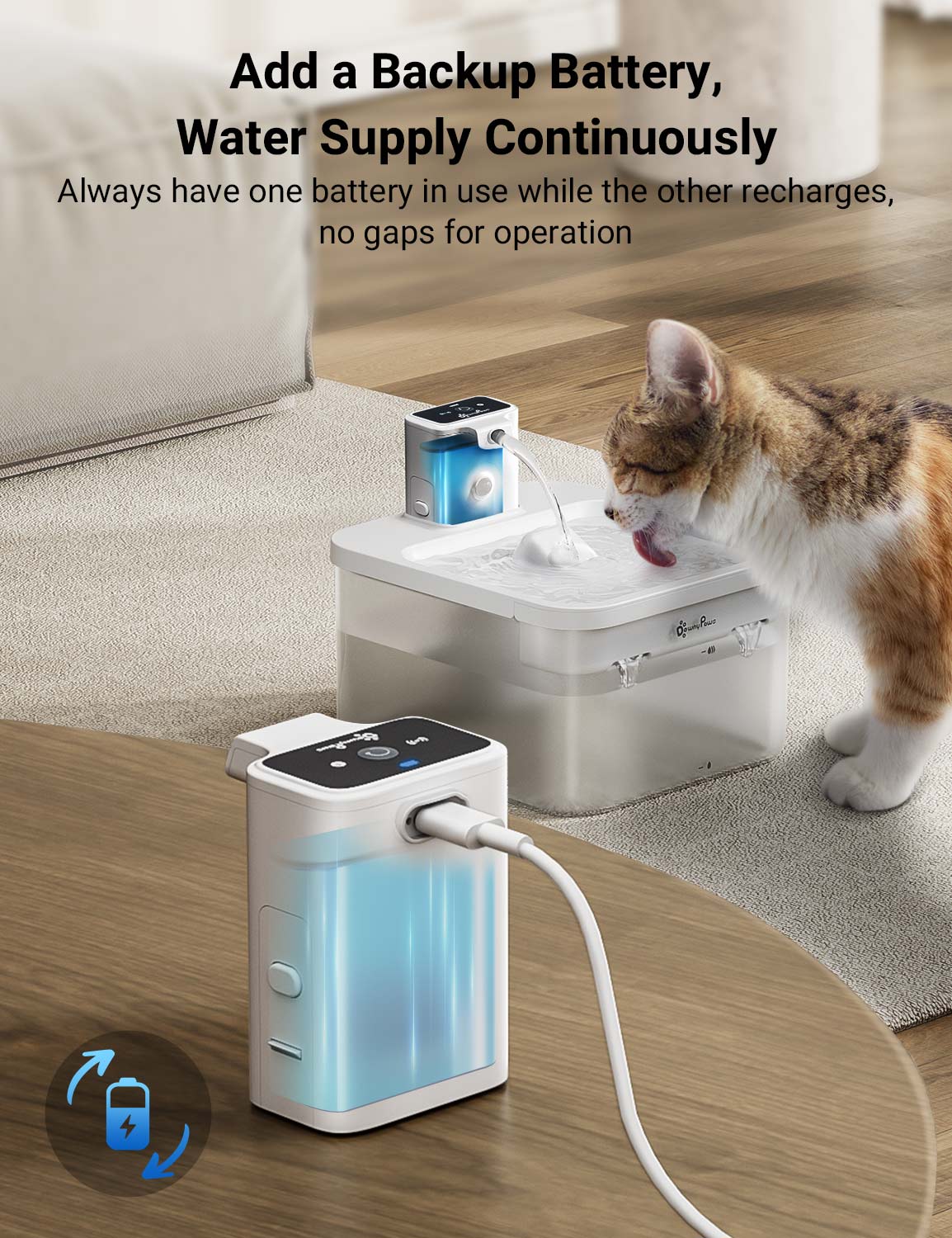 Downypaws Fursink DPWFP6 juomalähteen akku musta