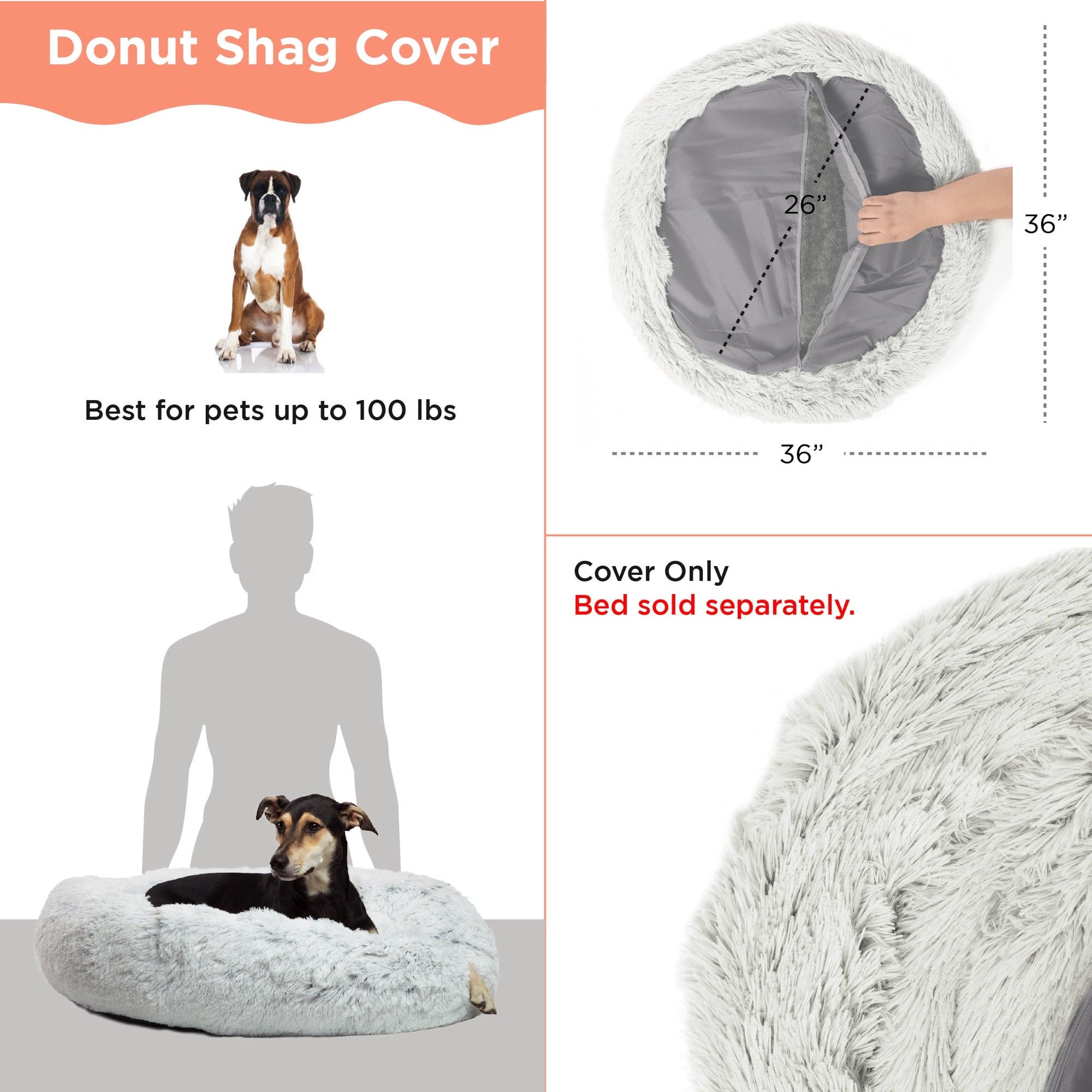 Best Friends Donut 36x36 vaihtokuori Frost shaggy-karva