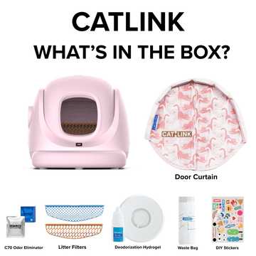 CATLINK Baymax Sakura hiekkalaatikko itsepuhdistuva rampilla pinkki