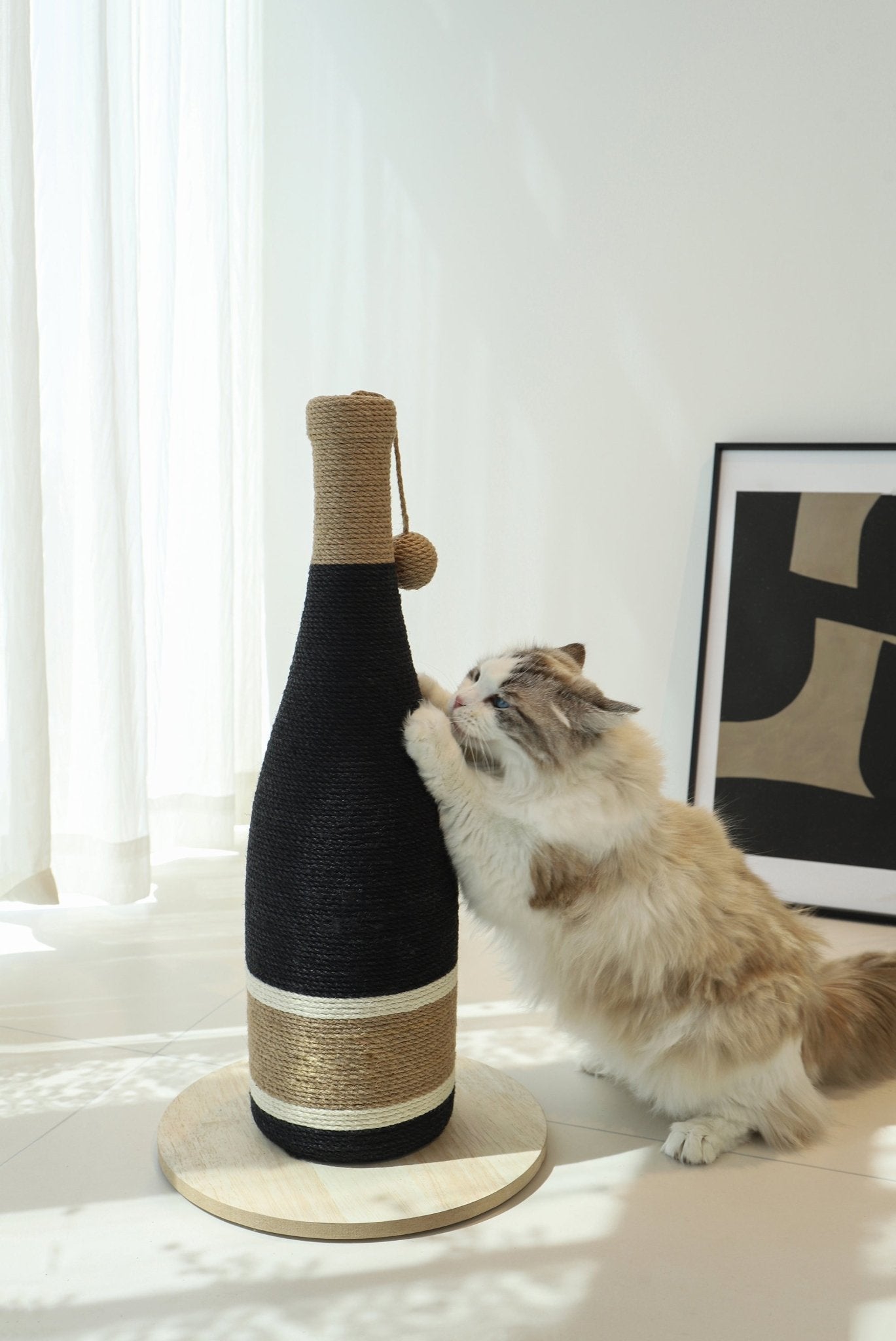 CATLINK Wine Bottle raapimispuu sisalköydellä palloilla