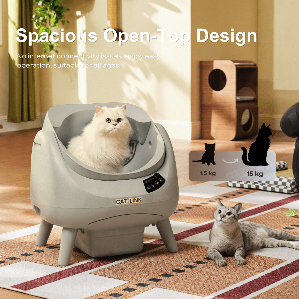 CATLINK Open-X Lite avoin hiekkalaatikko 12 l vaaleanharmaa
