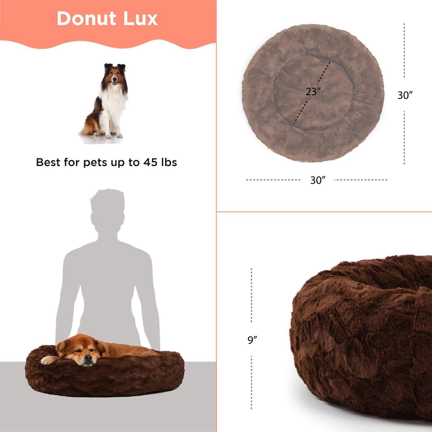 Best Friends By Sheri Calming Donut koiran peti 30"x30" Chocolate Lux Fur
