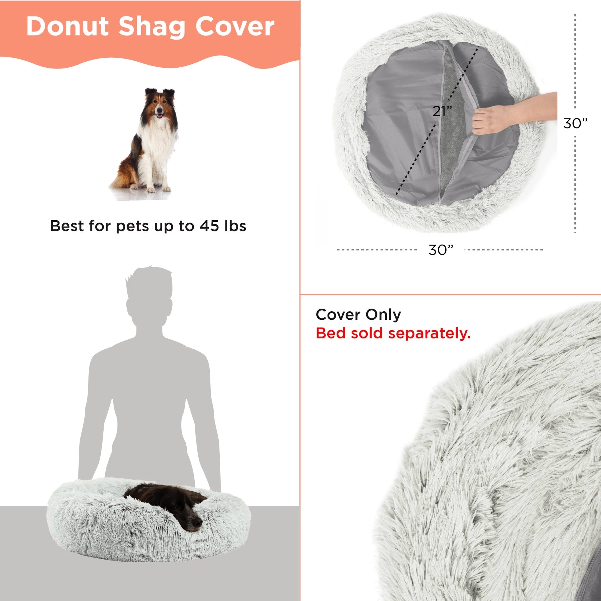 Best Friends Donut 30x30 vaihtopäällinen Frost shaggy