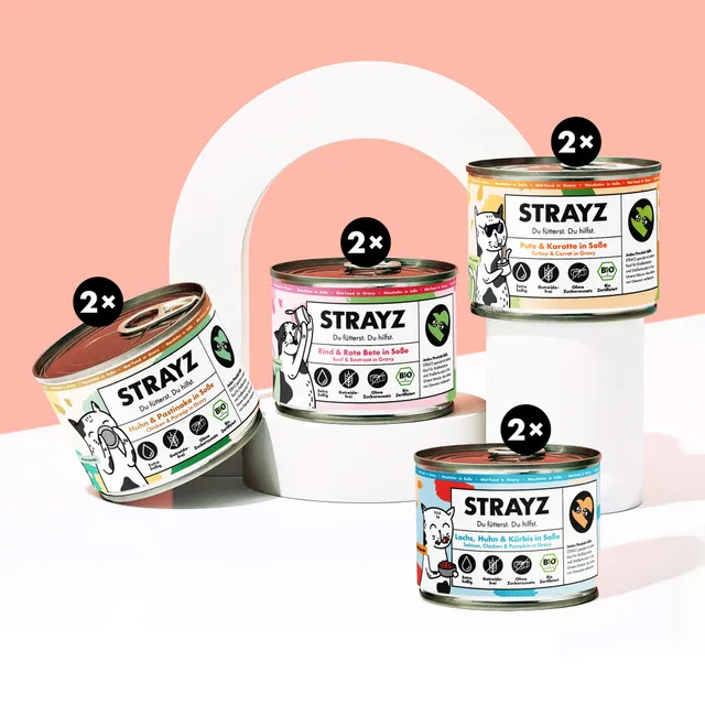 STRAYZ kissan märkäruoka maistelupaketti 8x200g