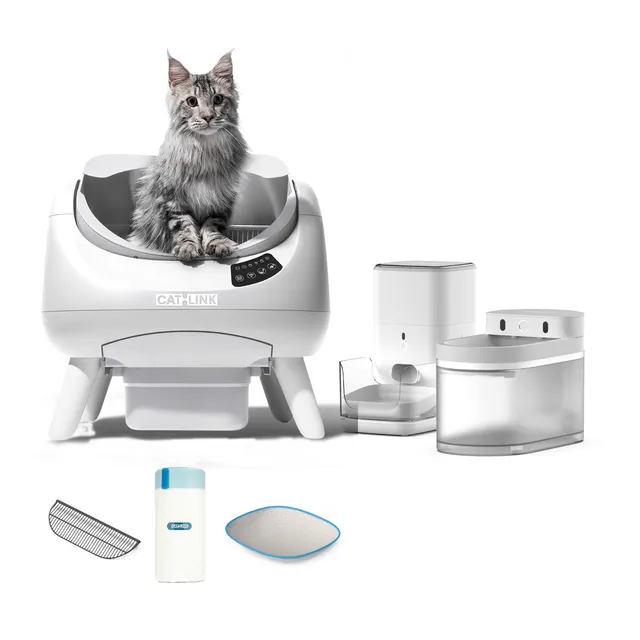 CATLINK Clean & Feed hoitosetti hiekkalaatikko+ruokinta+juoma