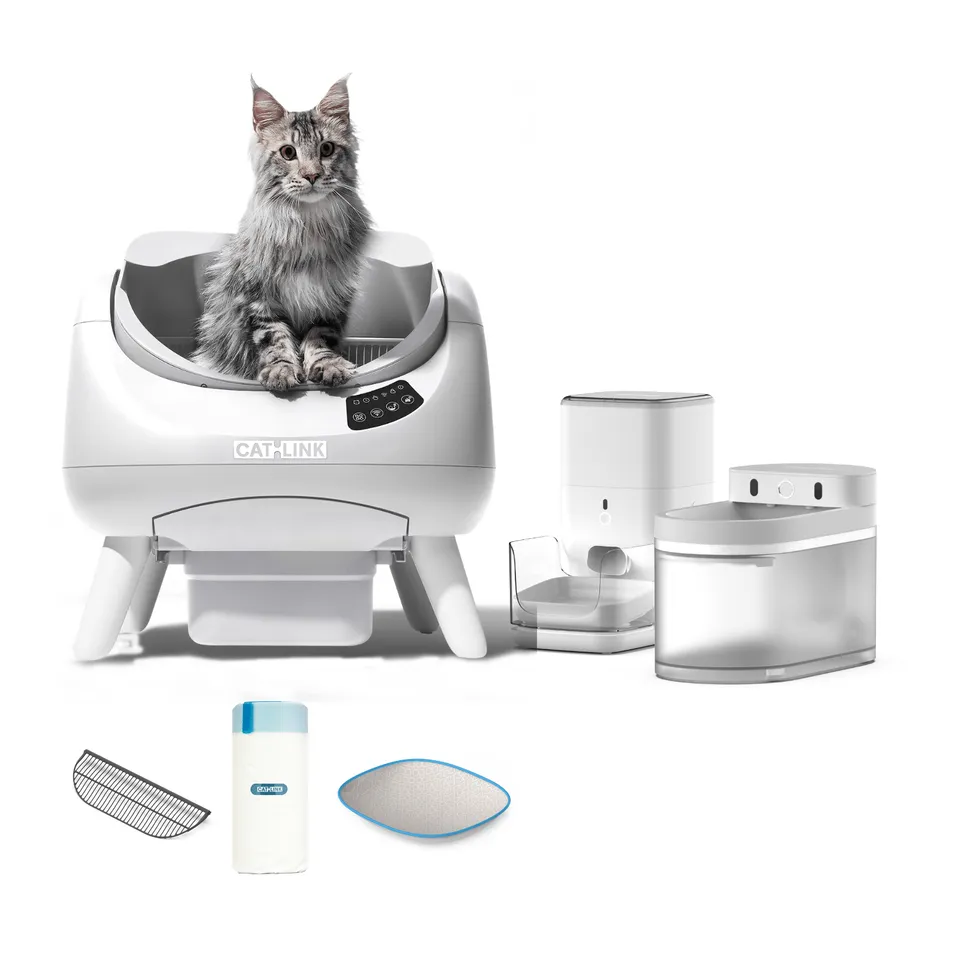 CATLINK Clean & Feed hoitosetti hiekkalaatikko+ruokinta+juoma