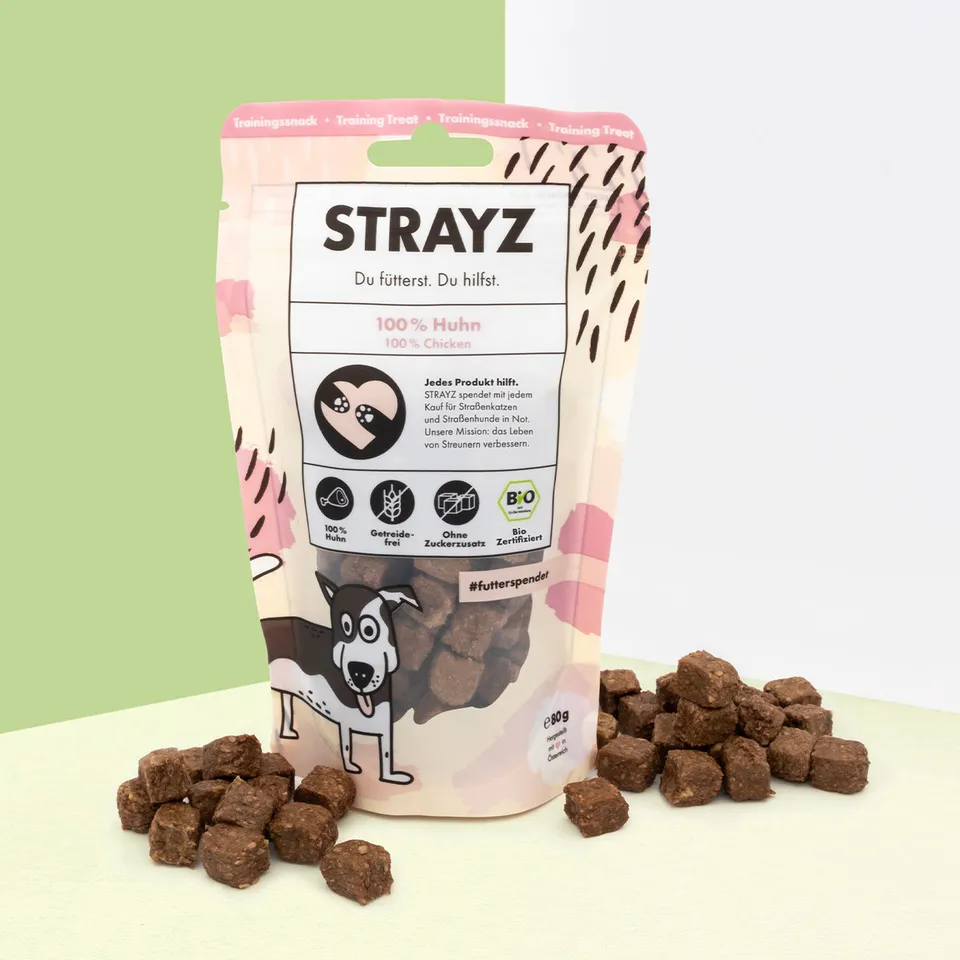 STRAYZ 100% Bio-Kana koiran herkut 80g viljaton