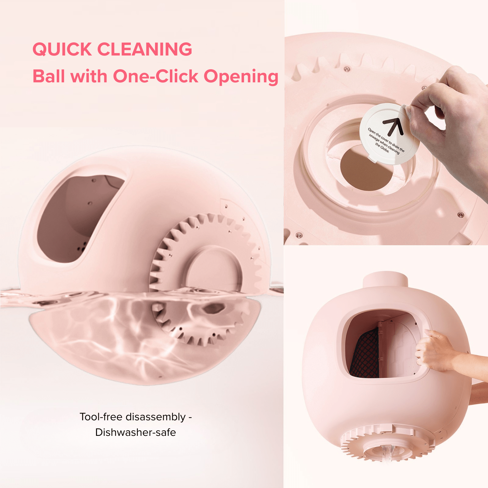 CATLINK Baymax Sakura hiekkalaatikko itsepuhdistuva rampilla pinkki