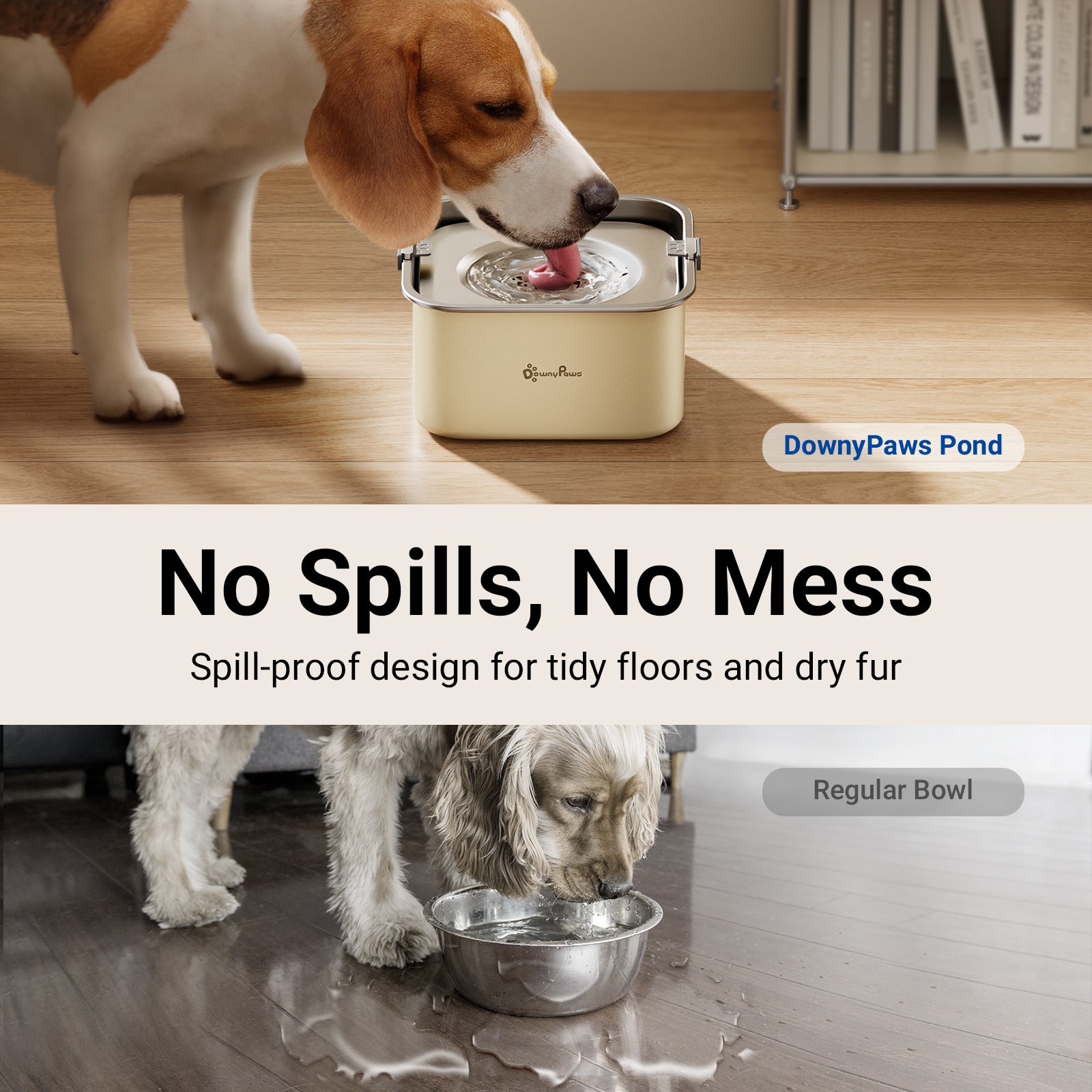 Downypaws No Spill koiran vesikuppi beige roiskumaton