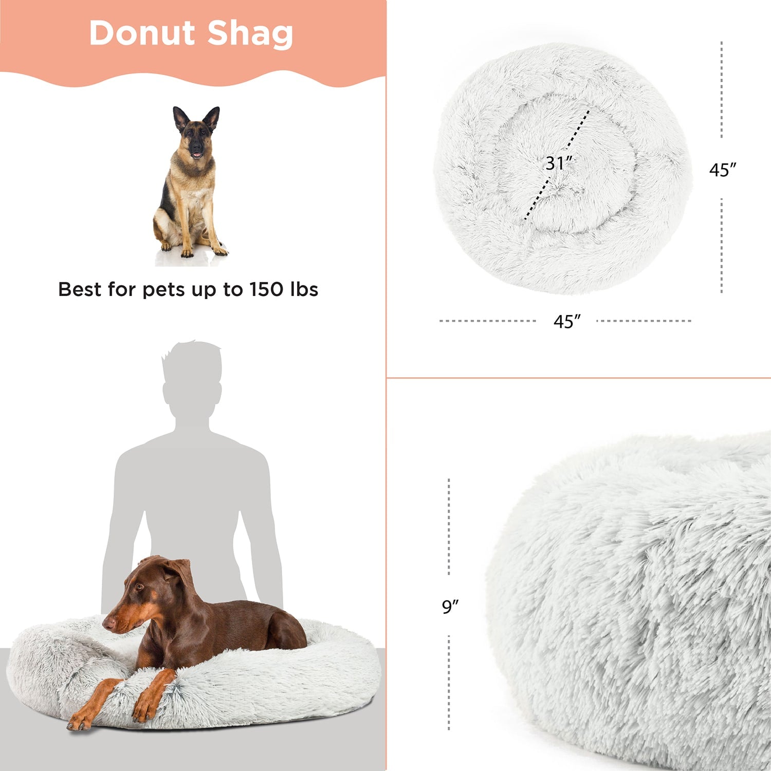 Best Friends By Sheri Calming Donut koiranpeti 114 cm Frost iso