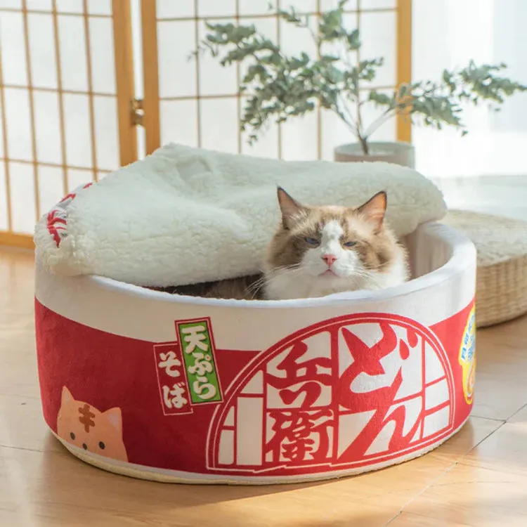 Purrbowl Ramen Noodle kissansänky pehmeä peti