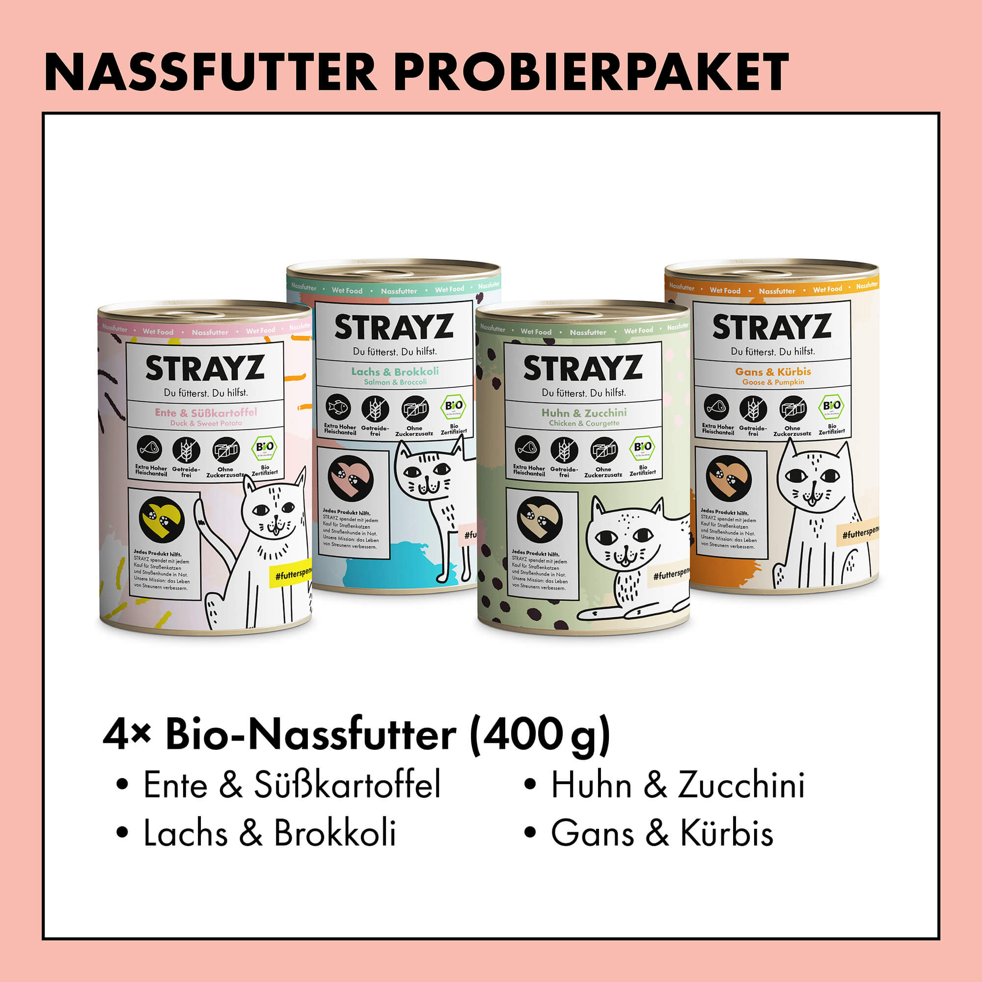 STRAYZ Nassfutter kissan märkäruoan maistiaispaketti 400 g