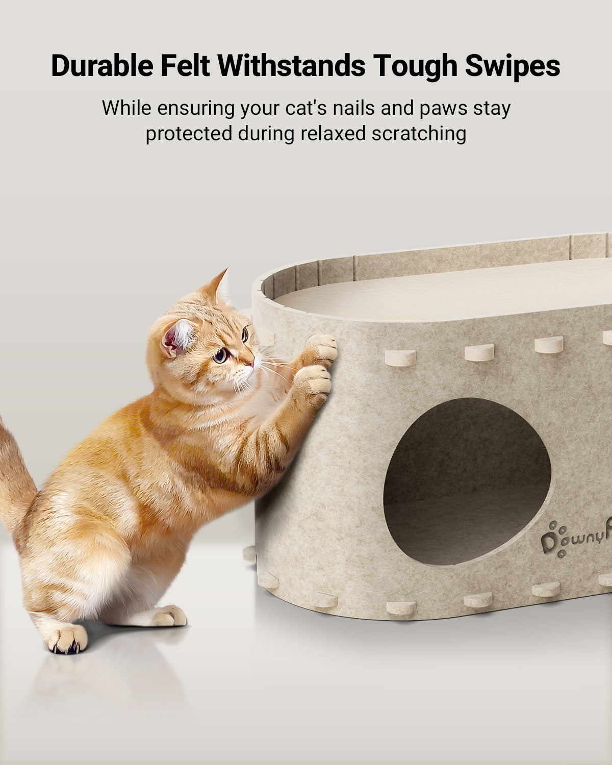 Downypaws Cat Castle kissatalo yksikerroksinen vaalea