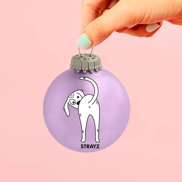 STRAYZ Stinker joulupallo lasia 6 cm koira-aiheinen
