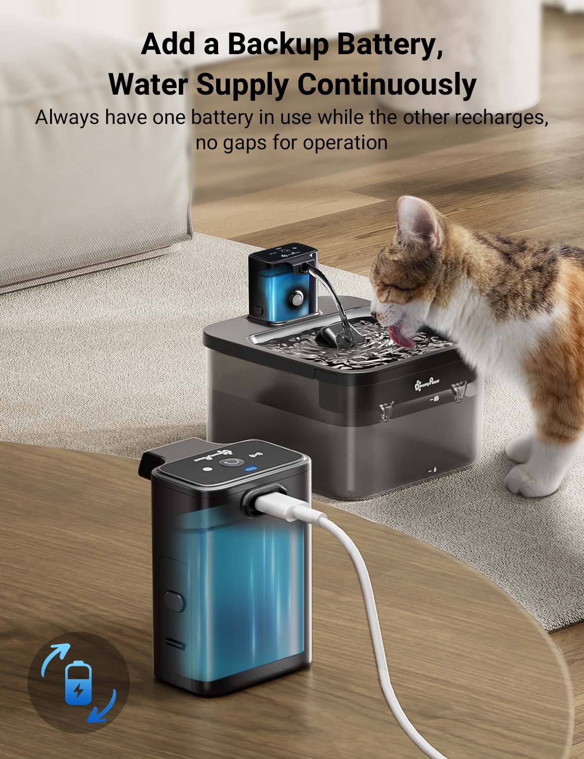 Downypaws Fursink DPWFP6 juomalähteen akku musta