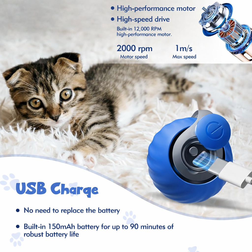 Felinoir Interactive Cat Toys kissalelu sininen liikkuva
