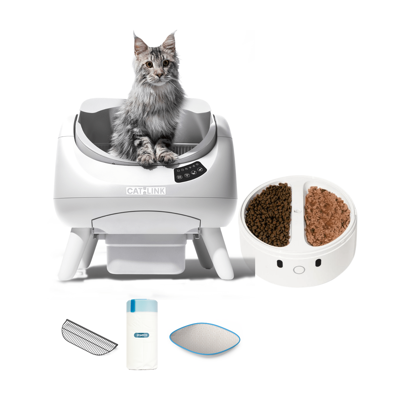 CATLINK Clean & Feed hoitosetti hiekkalaatikko+ruokinta+juoma