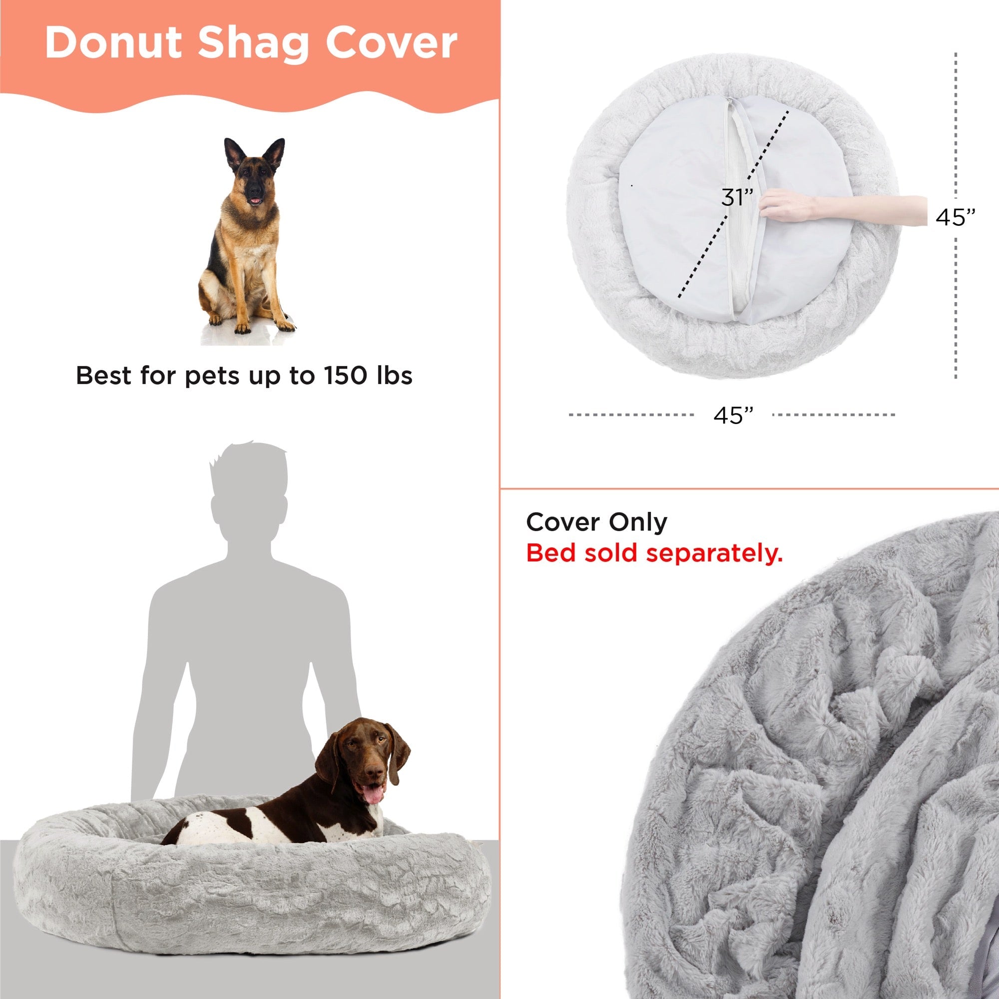 Best Friends By Sheri Calming Donut vaihtopäällinen 45x45 harmaa peti