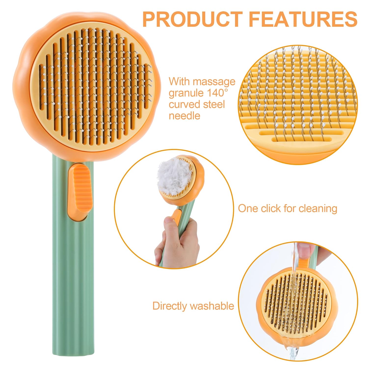 Felinoir Self Cleaning Slicker Brush lemmikkiharja kurpitsa itsep.