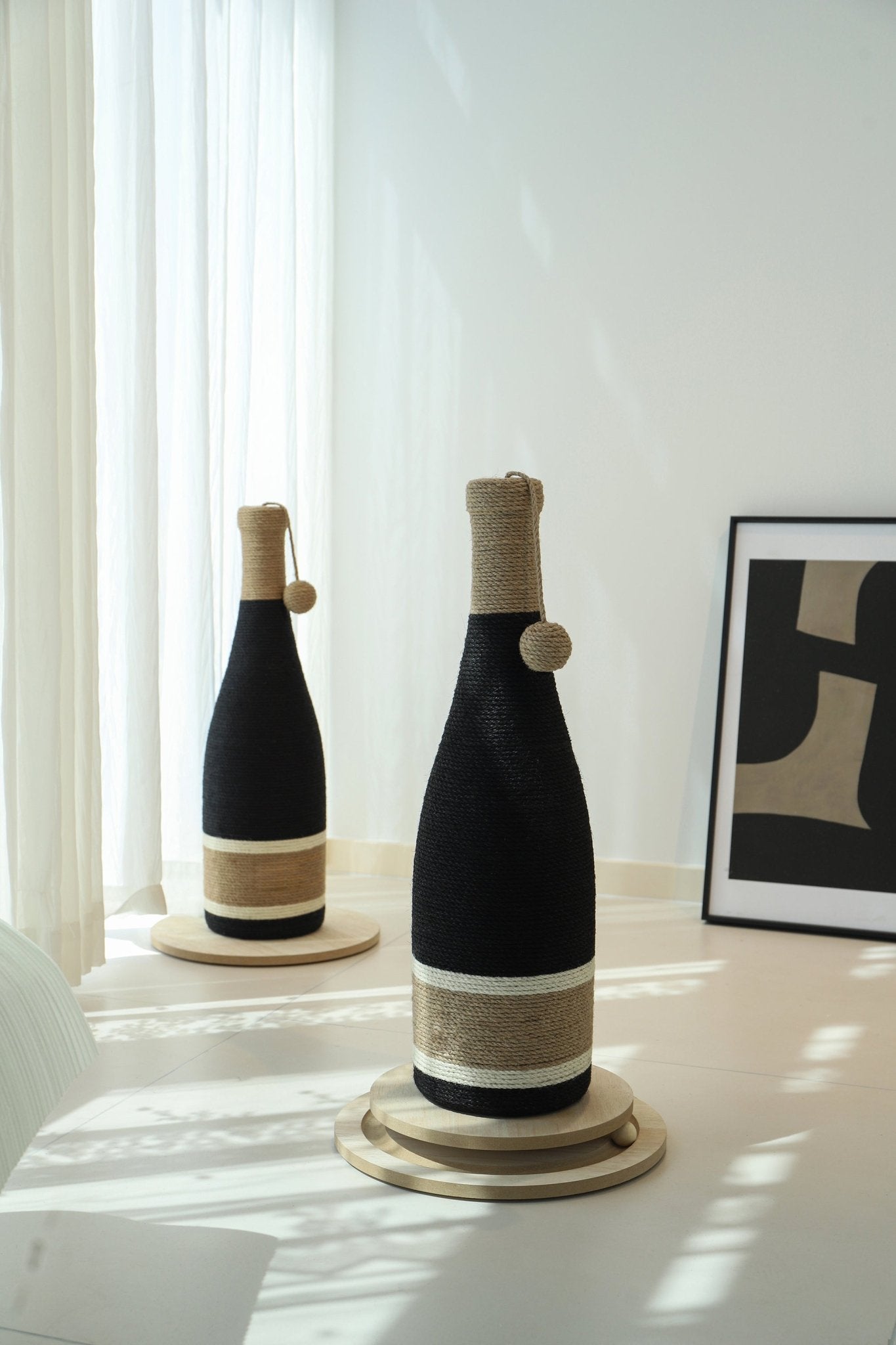 CATLINK Wine Bottle raapimispuu sisalköydellä palloilla