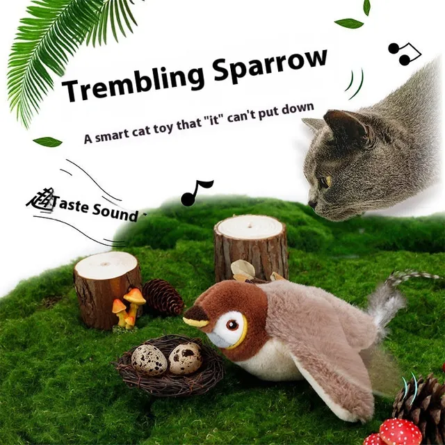 Miaouplay sininen lintu kissanlelu siipiä räpyttävä