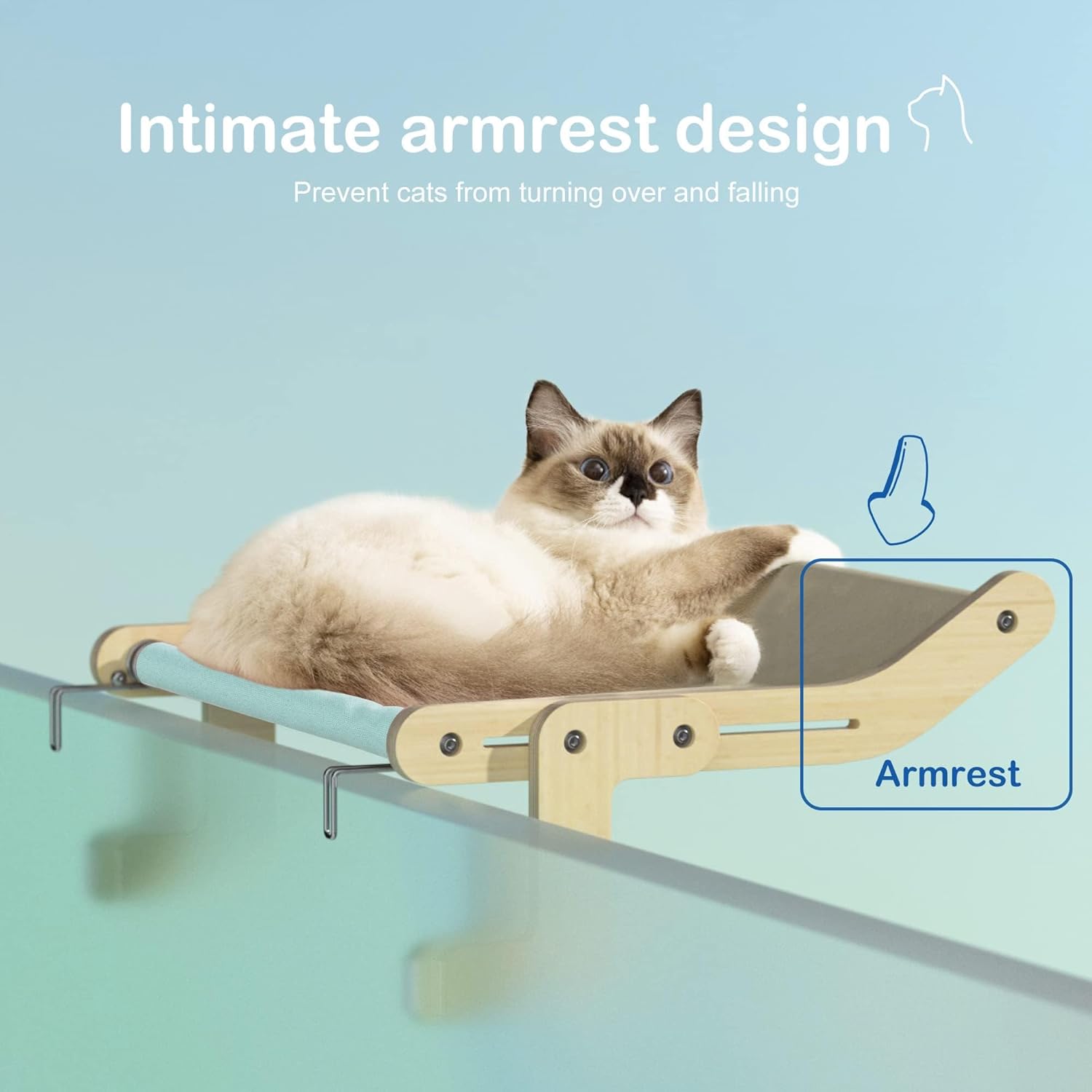 Felinoir puinen kissan ikkunapeti harmaa-sininen