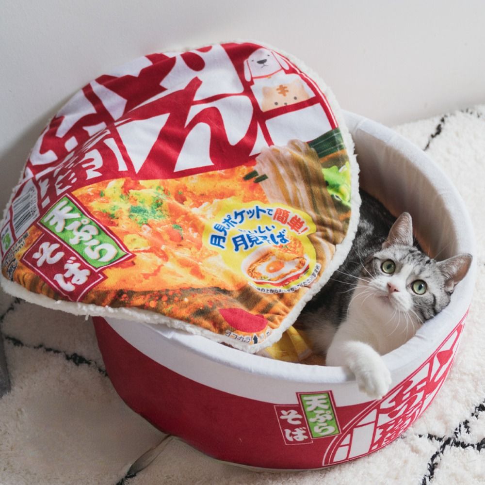 Purrbowl Ramen Noodle kissansänky pehmeä peti