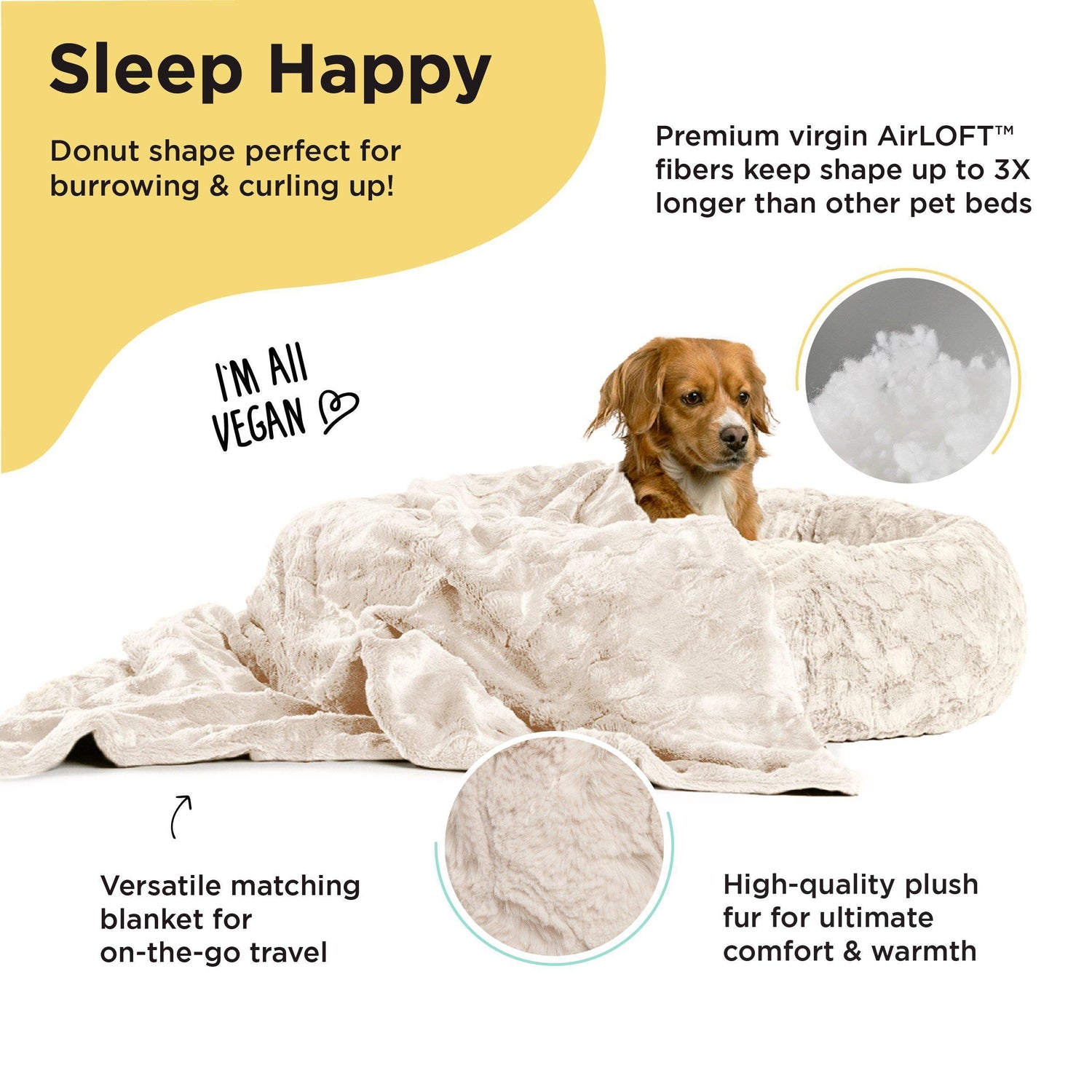 Best Friends By Sheri Calming Donut koiranpeti 76x76 vilttisetti harmaa