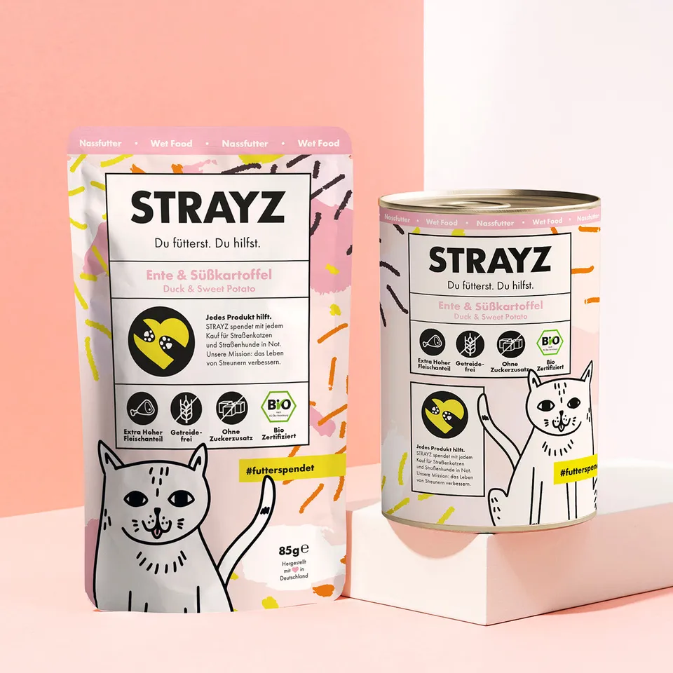 STRAYZ Ankka-bataatti kissan märkäruoka patee 85 g