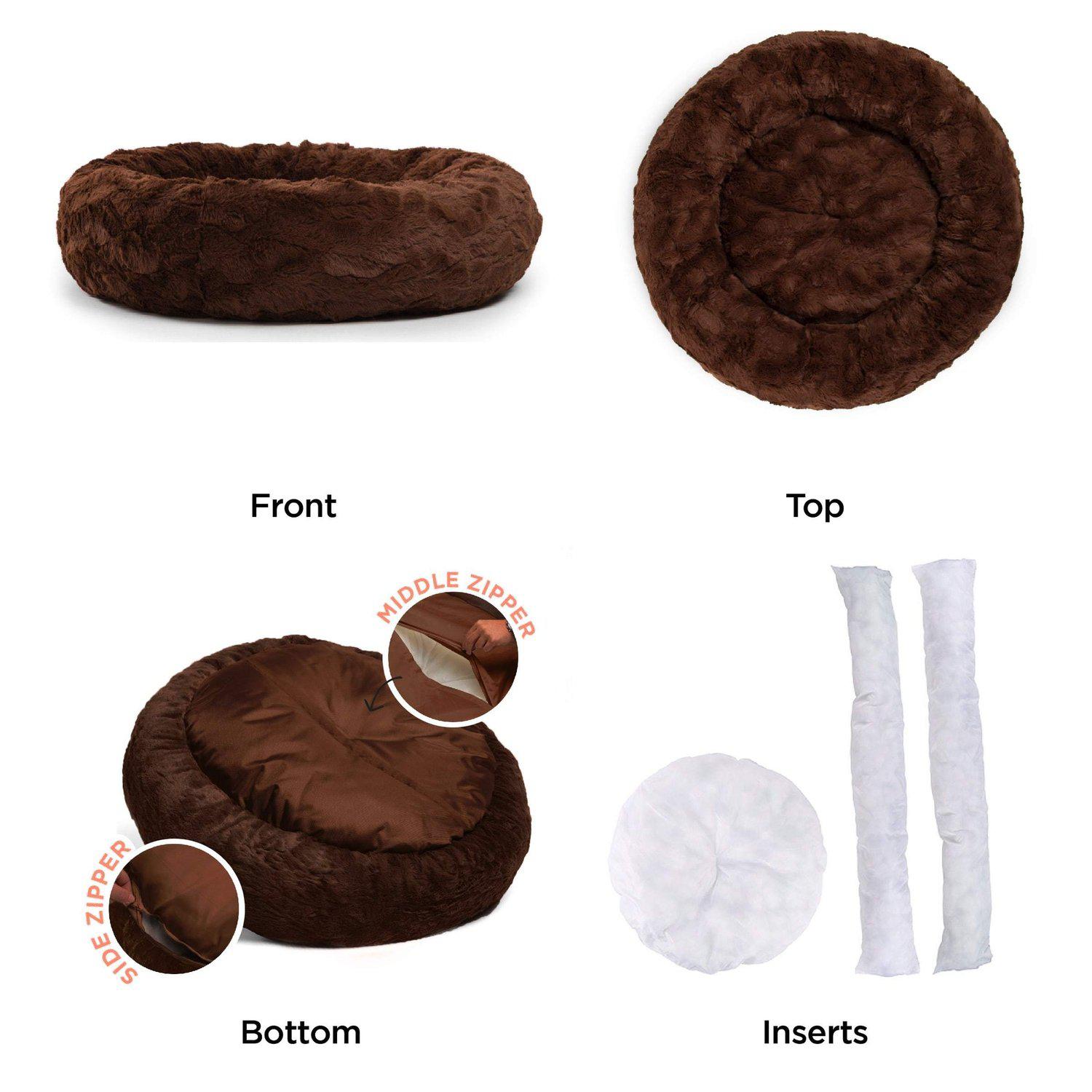 Best Friends By Sheri Calming Donut koiran peti 30"x30" Chocolate Lux Fur